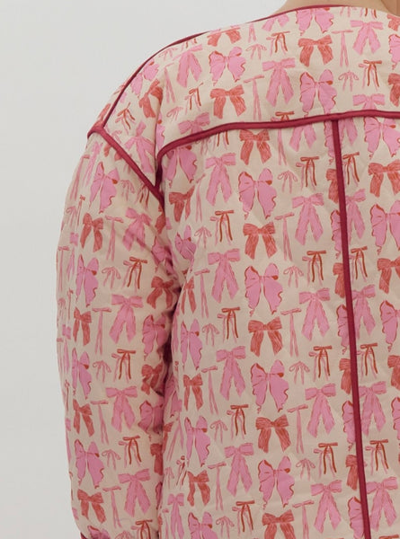 Camille Bow Coquette Jacket - Pink