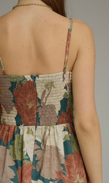 Shane Floral Midi Dress - Teal