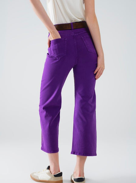 Dolphin Ct Wide Leg Denim - Purple Metallic