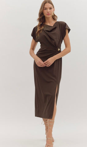 Claire Midi Dress - Chocolate Brown