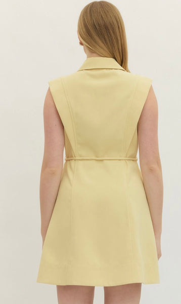 Mary Button Down Dress - Lemon