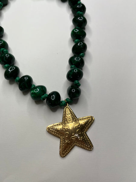 Juniper Beaded Charm Necklace - Green