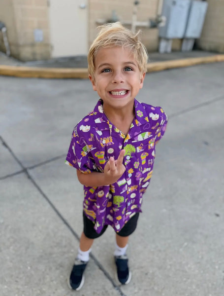 [PREORDER] Kids Mardi Gras Icons Hawaiian Shirt