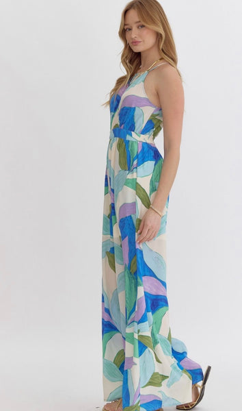 Luna Printed Jumpsuit - Blue