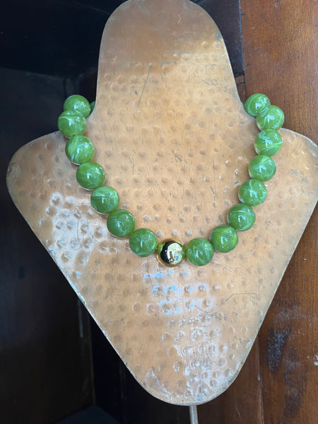 Celestine Beaded Necklace - Olive