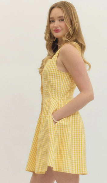 Nevaeh Gingham Dress - Yellow