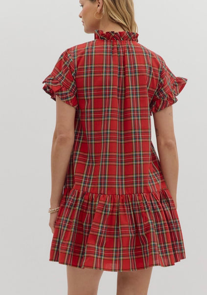 Lillian Plaid Mini Dress - Red