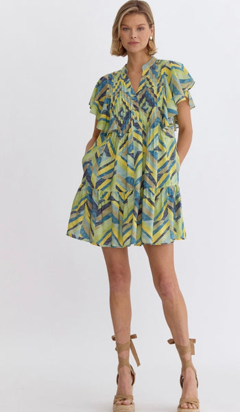 Samantha Mini Dress - Yellow Combo