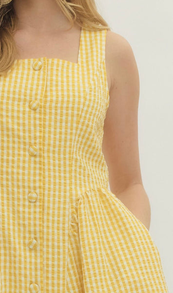 Nevaeh Gingham Dress - Yellow