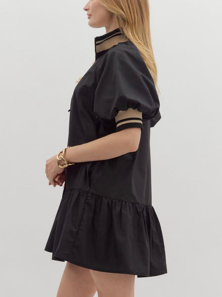 Sadie Puff Sleevee Mini Dress - Black