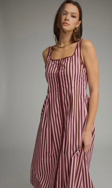 Noah Midi Dress - Pink Brown