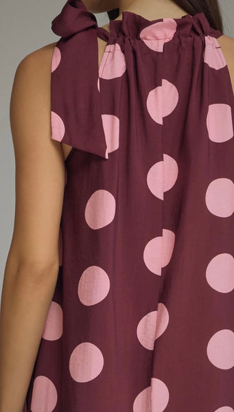 Ryan Midi Polka Dot Dress - Plum