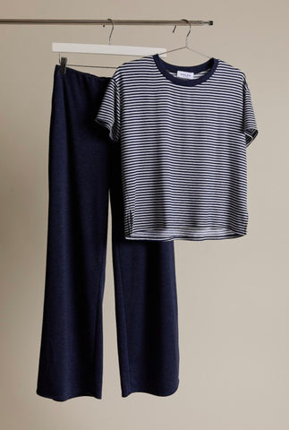 Eleanor Pant Set - Navy & White