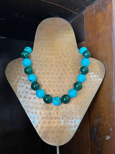 Celestine Beaded Necklace - Green & Blue