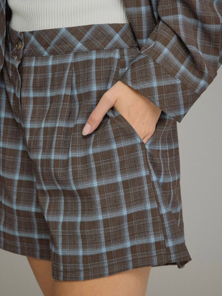 Ezra Plaid Shorts - Brown/Blue