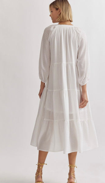 Oklahoma Grid Print Dress - Off White