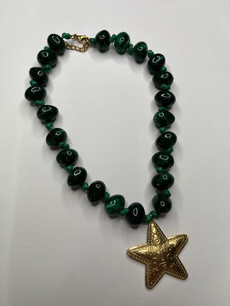 Juniper Beaded Charm Necklace - Green