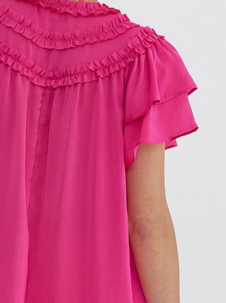 Elizabeth Ruffle Top - Pink