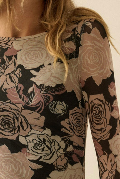 Josie Ruffle Floral Mesh Dress