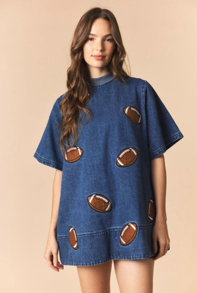 Football Season Denim Miini Dress