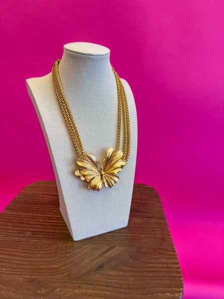 Golden Lily - Gold Butterfly Statement Necklace