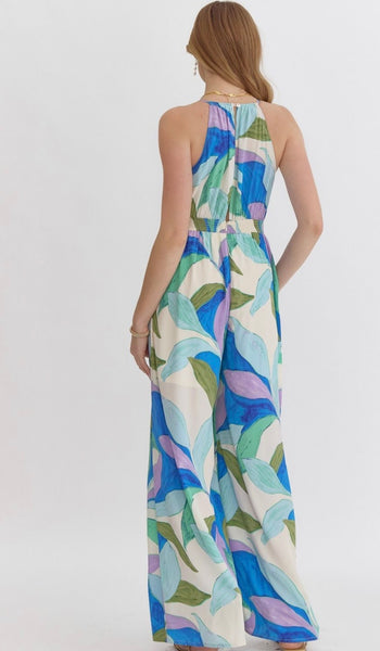 Luna Printed Jumpsuit - Blue