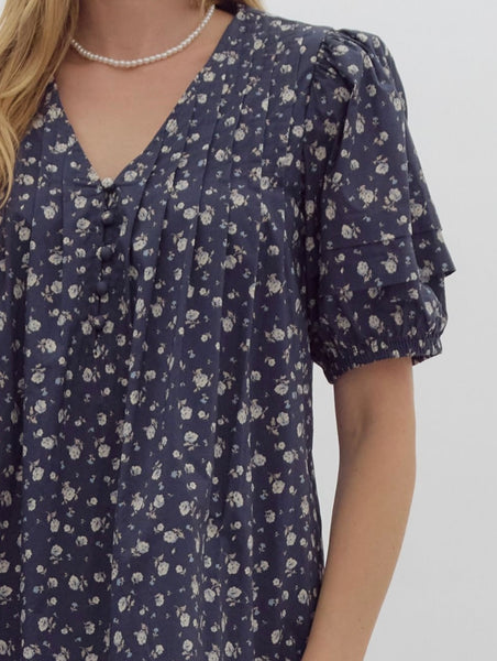 Cameron Ct Floral Dress - Navy