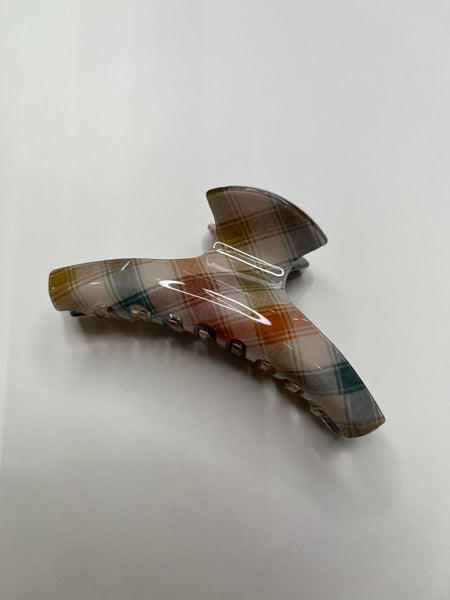 Plaid Neutral Claw Clips