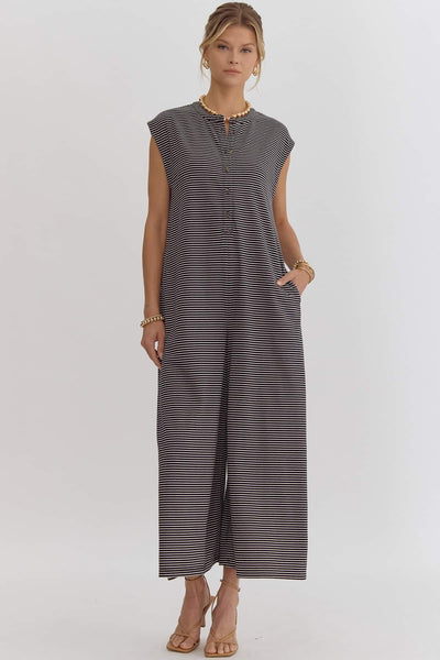 Kolby Striped Jumpsuit - Black