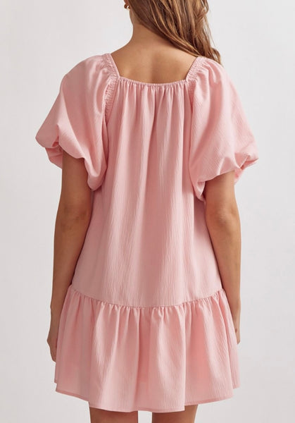 South Dakota Puff Sleeve Dress - Light Pink