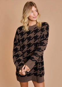 Behrman Houndstooth Sweater Dress