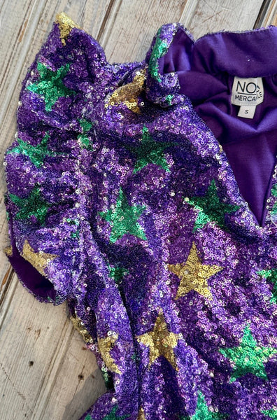 Mardi Gras Star Sequin Top