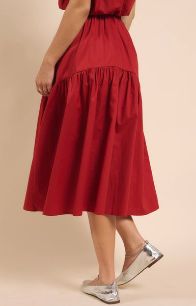 Sadie & Sage - Shades On Midi Skirt Set - Poppy Red