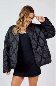 Sadie & Sage - Dewdrop Quilted Puffer Jacket - Black