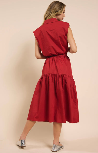 Sadie & Sage - Shades On Midi Skirt Set - Poppy Red