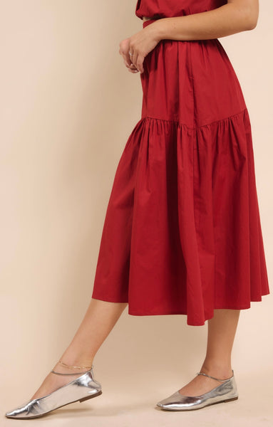 Sadie & Sage - Shades On Midi Skirt Set - Poppy Red