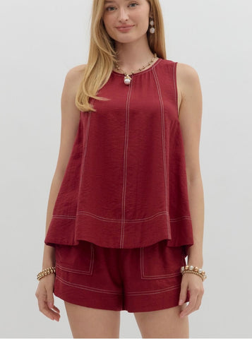 Leah Short Set - Garnet