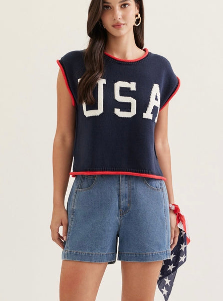 USA Knit Top - Navy