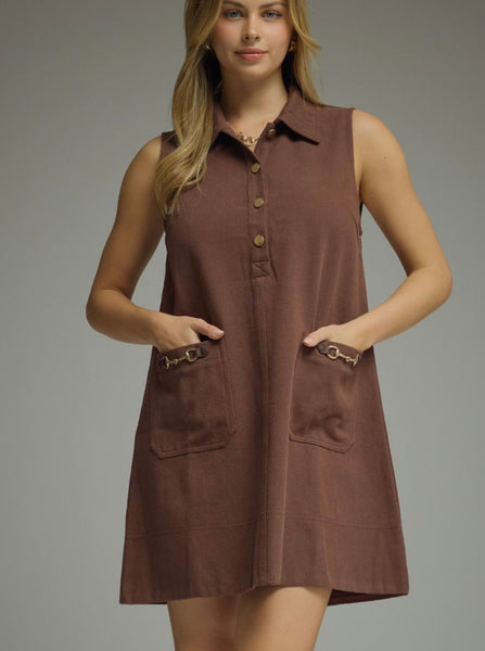 Logan Mini Dress - Brown