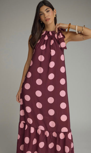 Ryan Midi Polka Dot Dress - Plum