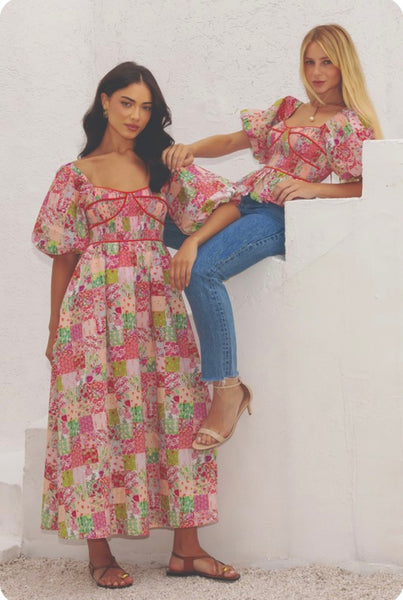 Lucy Contrast Piping Maxi Dress