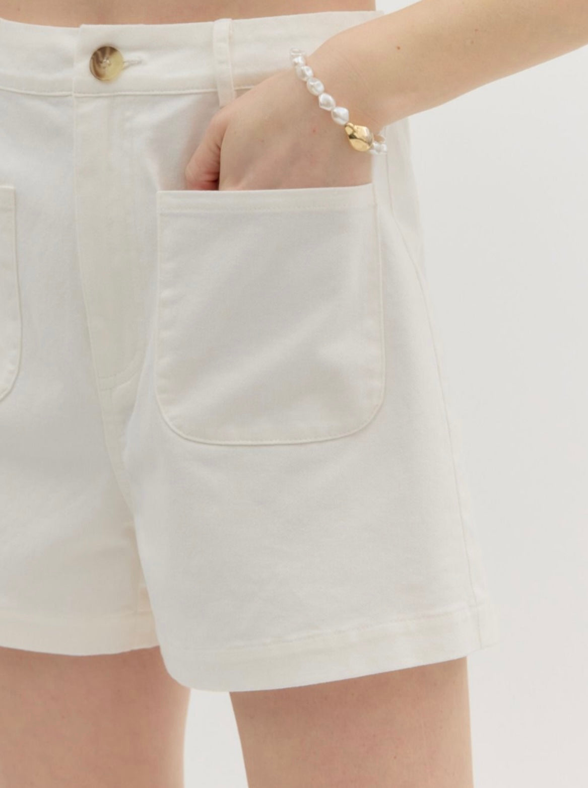 Olivia Patch Pocket Shorts - White