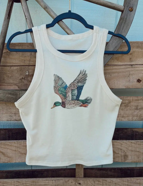 [PREORDER] The Bedazzled Duck Tank Top - Cream
