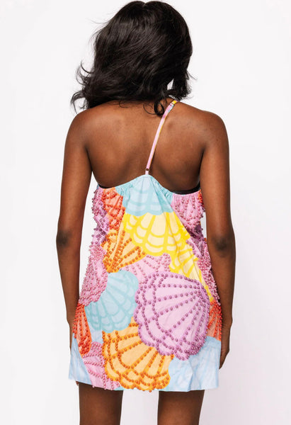 Queen of Sparkles - One Shoulder Multi Pearl Shell Dress