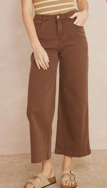 Dry Prong Wide Leg Pant - Brown