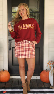 Thankful Plaid Skort