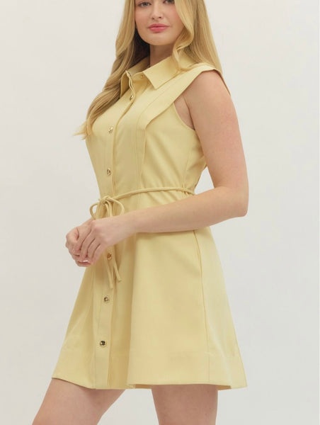 Mary Button Down Dress - Lemon