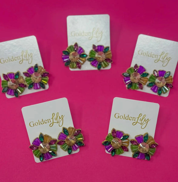 [PREORDER] Mardi Gras Burst Stud Earrings