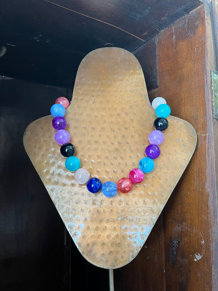 Celestine Beaded Necklace - Blue & Purple Mix
