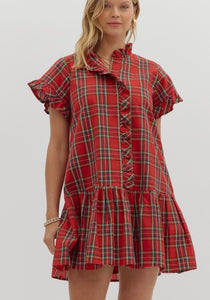 Lillian Plaid Mini Dress - Red